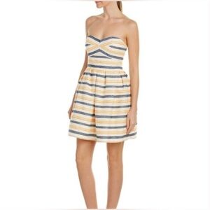 Hutch Strapless Dress with Yellow, Blue, and White Stripes- size 10